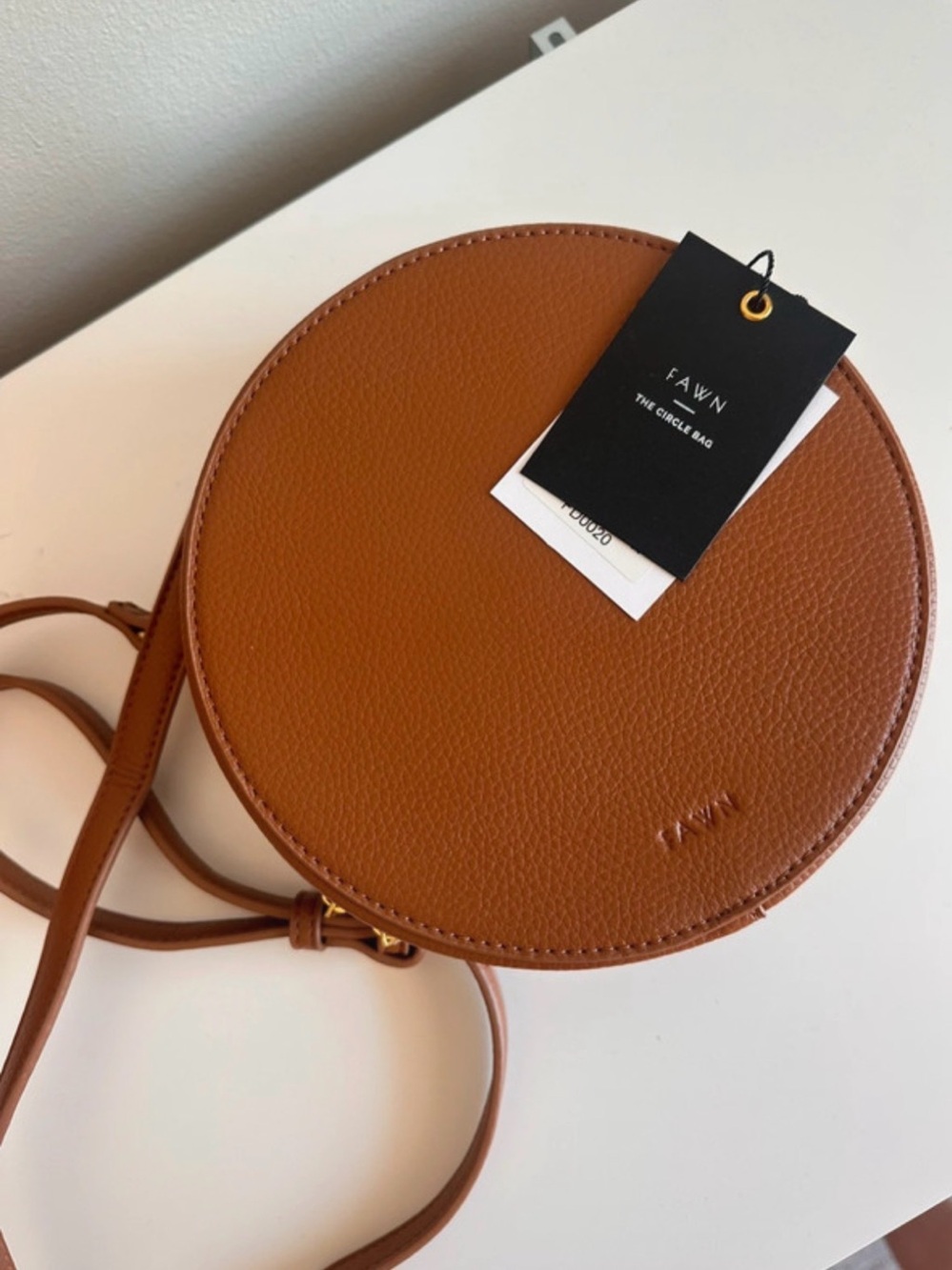 NWT Fawn Design Brown Leather Circle Purse